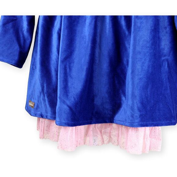 Matilda Jane Heart to Heart Blue Clara Ribbed Velour Lap Dress 4 - Picture 8 of 11